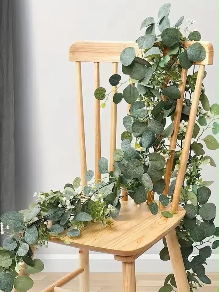 Evergreen Eucalyptus  Rose Garland  59 Ft Faux Floral Vine For Home Wedding  Party Decor 10