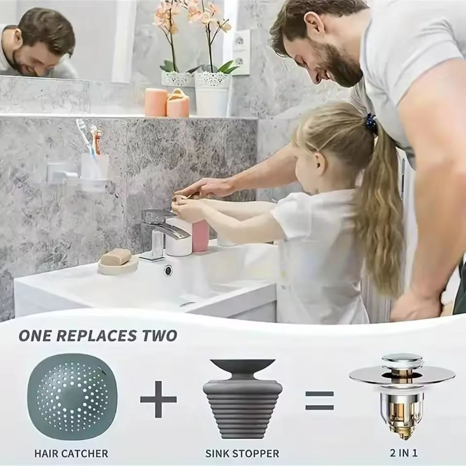 Premium Universal PopUp Sink Drain Stopper With Builtin Hair Catcher 2