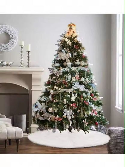 White Plush Christmas Tree Skirt Soft Fluffy Tree Base Cover For Cozy Holiday Decor 4