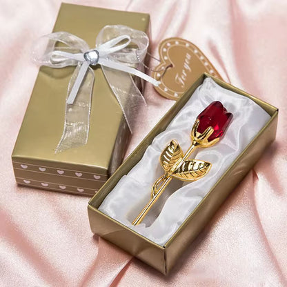 Elegant Eternal Glass Rose - Mini Crystal Flower Decoration & Gift
