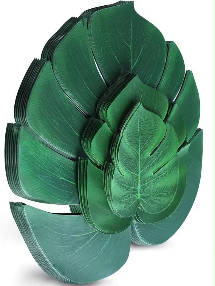 IslandGreen 12-Piece Artificial Palm Leaf Set - Tropical Party, Luau & Jungle Theme Decor