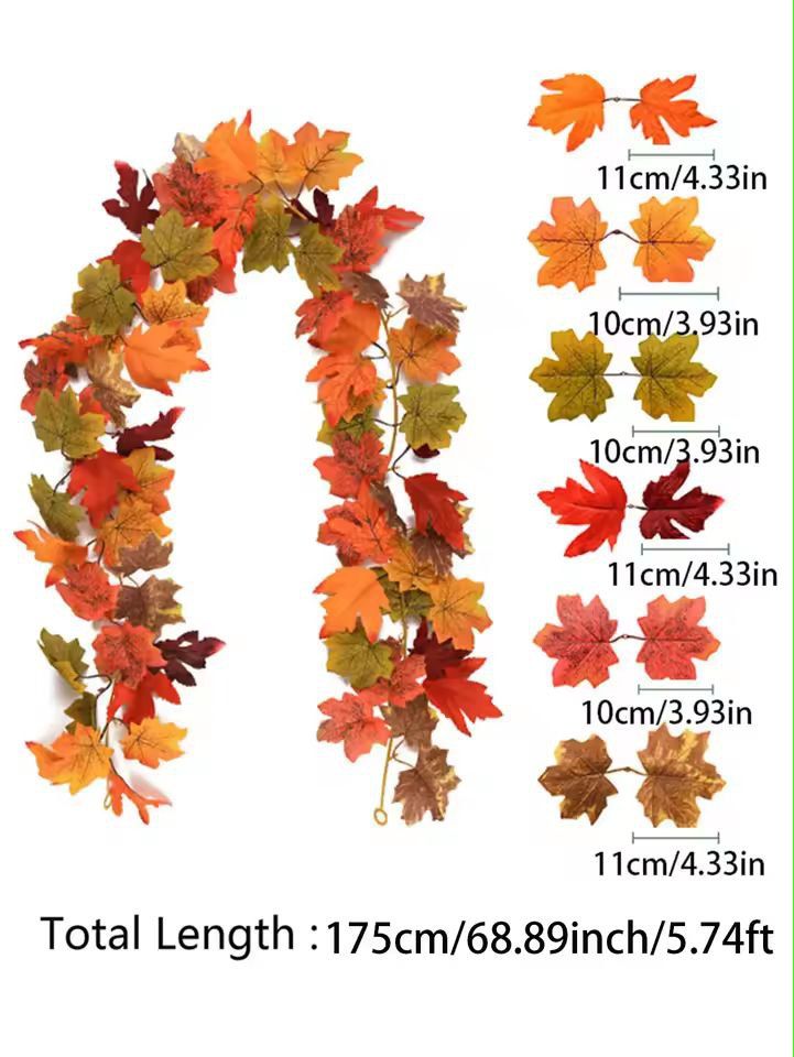 Harvest Glow Maple  Fruit Vine Garland 10