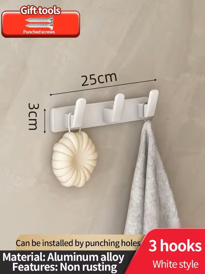NoDrill Aluminum Wall Hook Organizer Rack For Kitchen  Bathroom 2