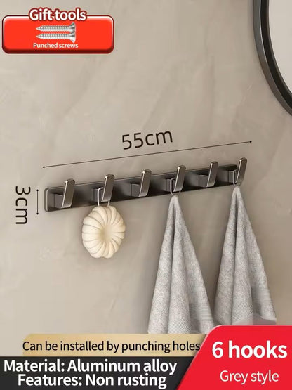 NoDrill Aluminum Wall Hook Organizer Rack For Kitchen  Bathroom 4