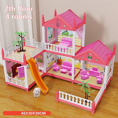 Assembly DIY Toy House Villa Princess Castle LED Lights For Girl Birthday Gifts 4