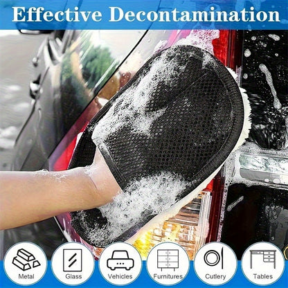 Car Cleaning Gloves Microfiber Detail Brush Interior  Exterior Dust Removal Tools 2