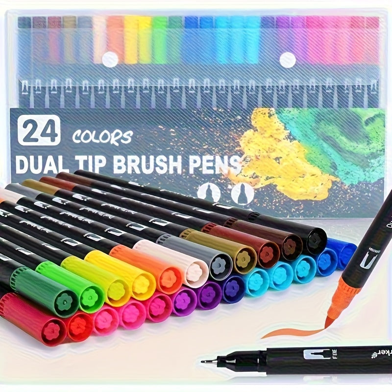 Watercolor Markers Set artVibrant Double-Ended Markers for Drawing, Durable Plastic Bodies, Ideal Christmas Gift