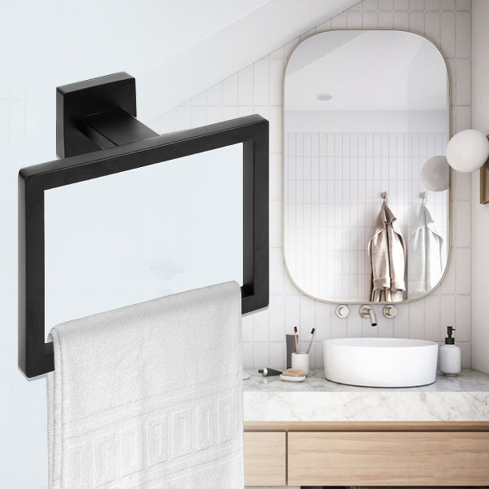 Modern Square Towel Hanger, Stainless Steel Towel Ring, Hand Towel Holder for Bathroom Storage