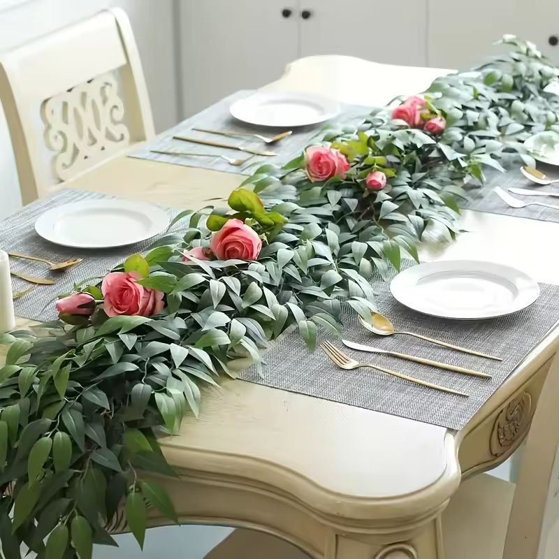 ItalianStyle Silk Ruscus Garland  Lush Hanging Greenery For Home  Event Decor 4