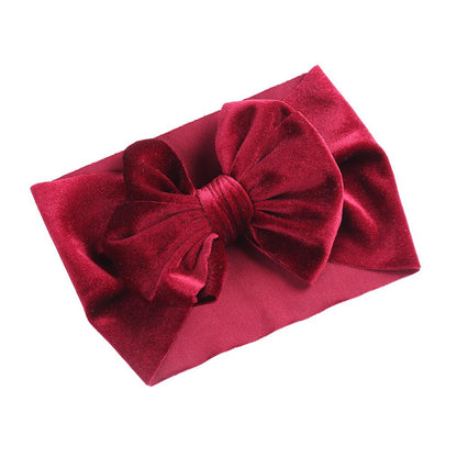 Handmade Elastic Hair Bands Solid Velvet Baby Bow Winter Headband For Newborn Boys Girls Boutique V 5