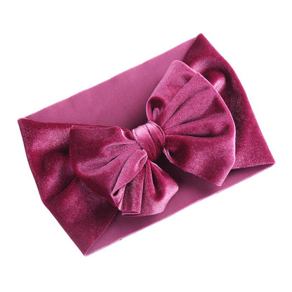 Handmade Elastic Hair Bands Solid Velvet Baby Bow Winter Headband For Newborn Boys Girls Boutique V 6