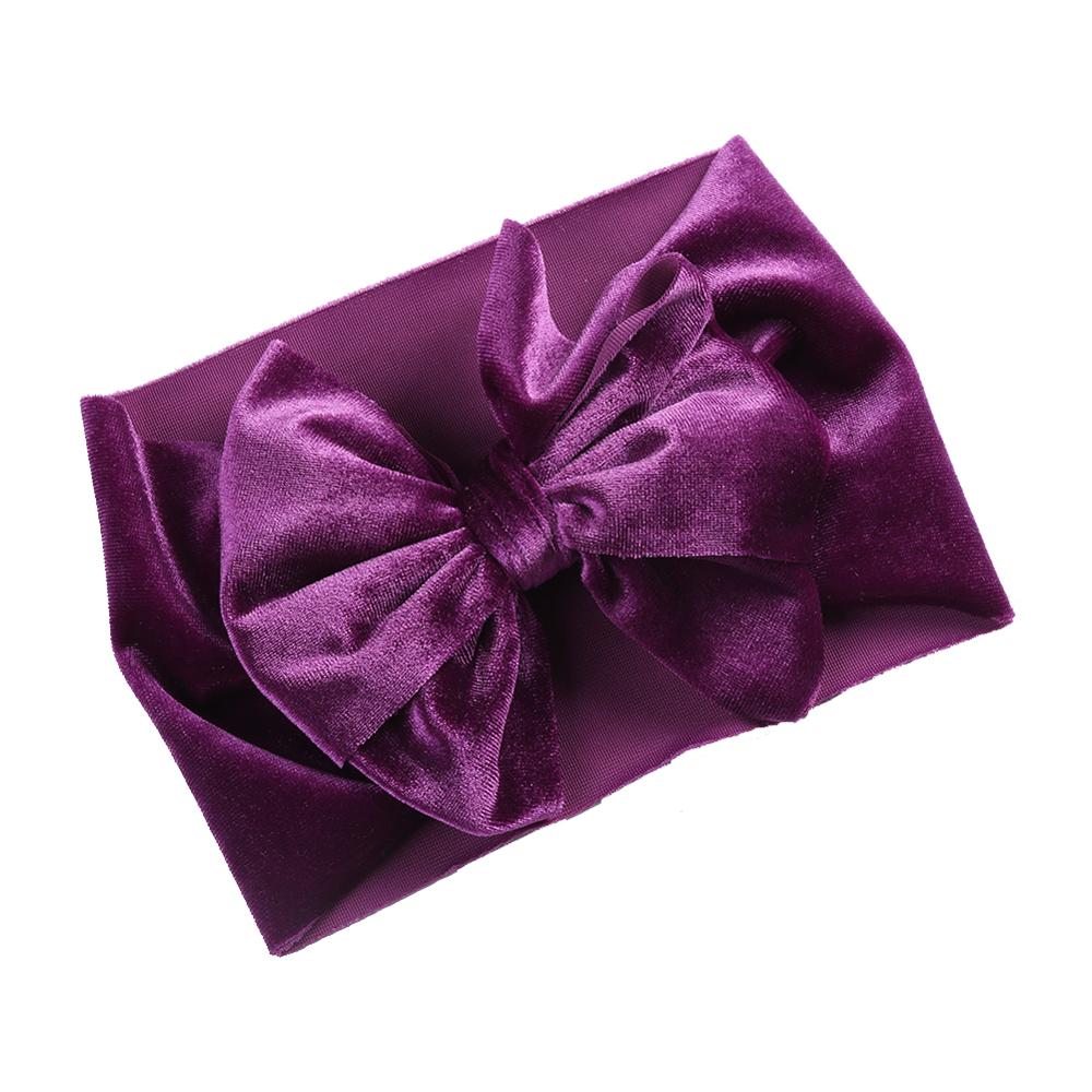 Handmade Elastic Hair Bands Solid Velvet Baby Bow Winter Headband For Newborn Boys Girls Boutique V 7