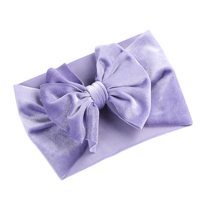 Handmade Elastic Hair Bands Solid Velvet Baby Bow Winter Headband For Newborn Boys Girls Boutique V 8