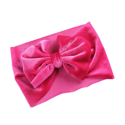 Handmade Elastic Hair Bands Solid Velvet Baby Bow Winter Headband For Newborn Boys Girls Boutique V 10