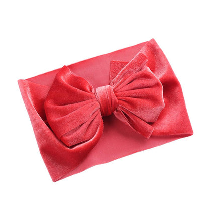 Handmade Elastic Hair Bands Solid Velvet Baby Bow Winter Headband For Newborn Boys Girls Boutique V 11