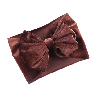 Handmade Elastic Hair Bands Solid Velvet Baby Bow Winter Headband For Newborn Boys Girls Boutique V 14