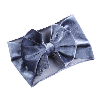 Handmade Elastic Hair Bands Solid Velvet Baby Bow Winter Headband For Newborn Boys Girls Boutique V 15