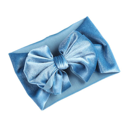 Handmade Elastic Hair Bands Solid Velvet Baby Bow Winter Headband For Newborn Boys Girls Boutique V 17
