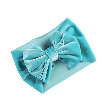 Handmade Elastic Hair Bands Solid Velvet Baby Bow Winter Headband For Newborn Boys Girls Boutique V 19