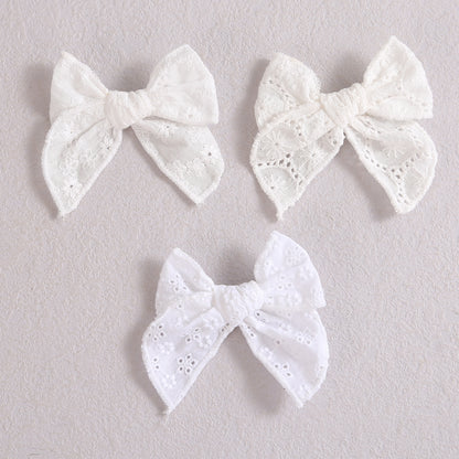 Baby Girl Hair Clips White Lace Bow Headwear Toddler Pin Hairpin 2