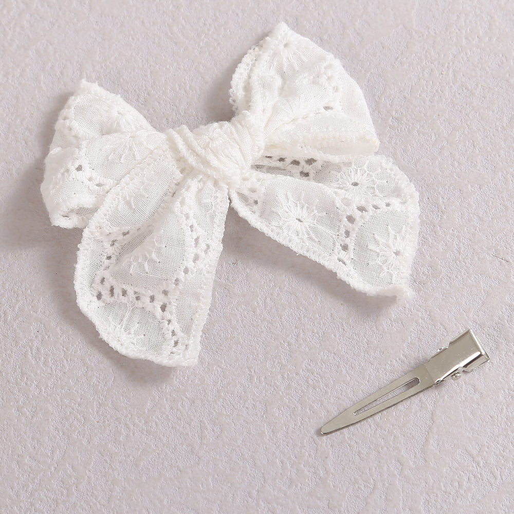 Baby Girl Hair Clips White Lace Bow Headwear Toddler Pin Hairpin