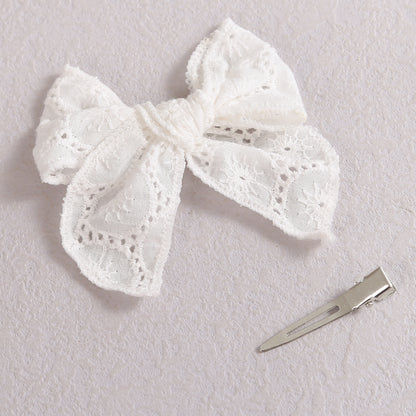 Baby Girl Hair Clips White Lace Bow Headwear Toddler Pin Hairpin