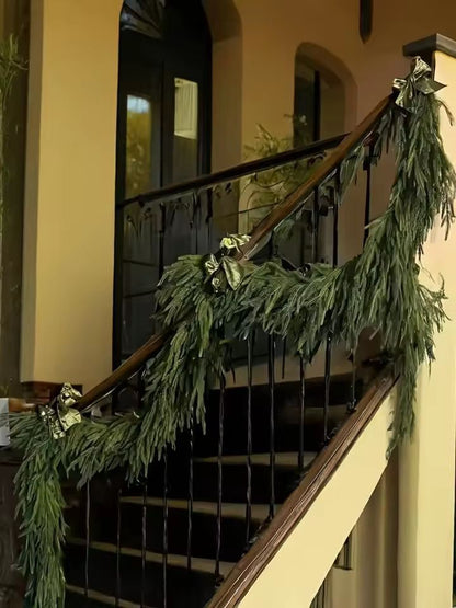 Elegant Norfolk Pine Christmas Wreath  Realistic Artificial Green Garland For Indoor  Outdoor Holid 3