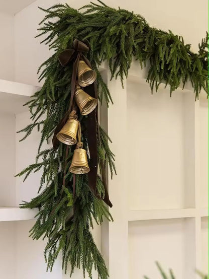 Elegant Norfolk Pine Christmas Wreath  Realistic Artificial Green Garland For Indoor  Outdoor Holid 4