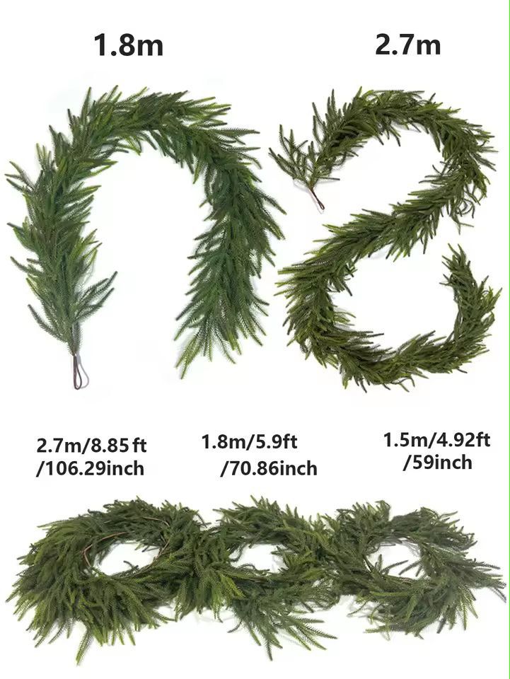 Elegant Norfolk Pine Christmas Wreath  Realistic Artificial Green Garland For Indoor  Outdoor Holid 5