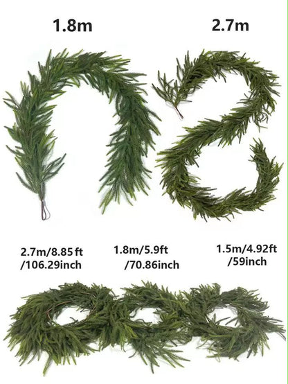 Elegant Norfolk Pine Christmas Wreath  Realistic Artificial Green Garland For Indoor  Outdoor Holid 5