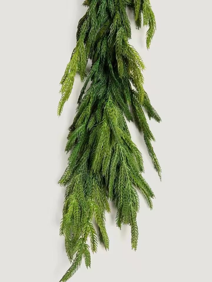 Elegant Norfolk Pine Christmas Wreath  Realistic Artificial Green Garland For Indoor  Outdoor Holid 6