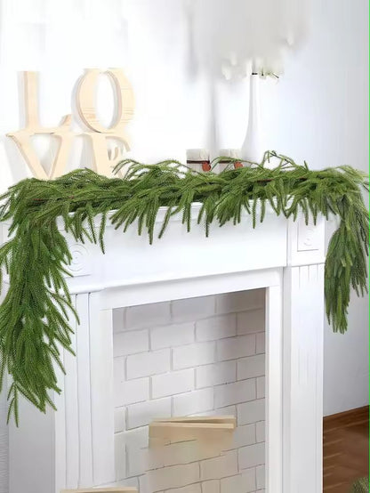 Elegant Norfolk Pine Christmas Wreath  Realistic Artificial Green Garland For Indoor  Outdoor Holid 7