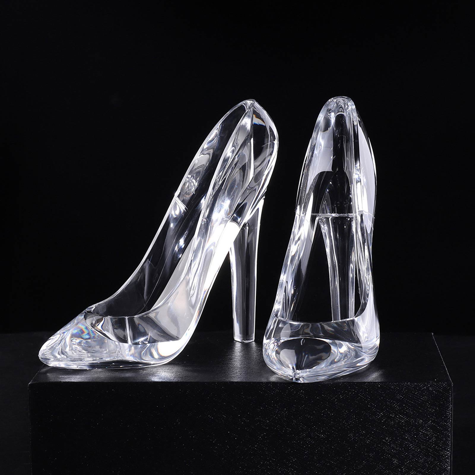 High-Heeled Shoe Figurine, Cinderella's Crystal Glass Slipper, Transparent Acrylic Wedding Decoration, Valentine's Day