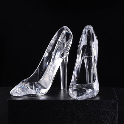 High-Heeled Shoe Figurine, Cinderella's Crystal Glass Slipper, Transparent Acrylic Wedding Decoration, Valentine's Day