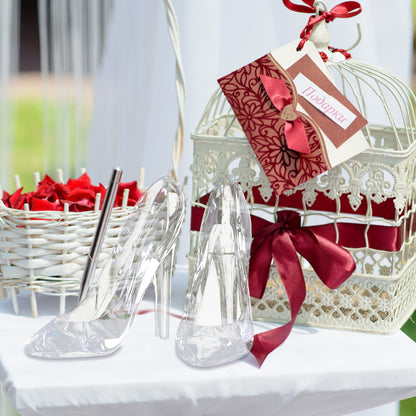 High-Heeled Shoe Figurine, Cinderella's Crystal Glass Slipper, Transparent Acrylic Wedding Decoration, Valentine's Day