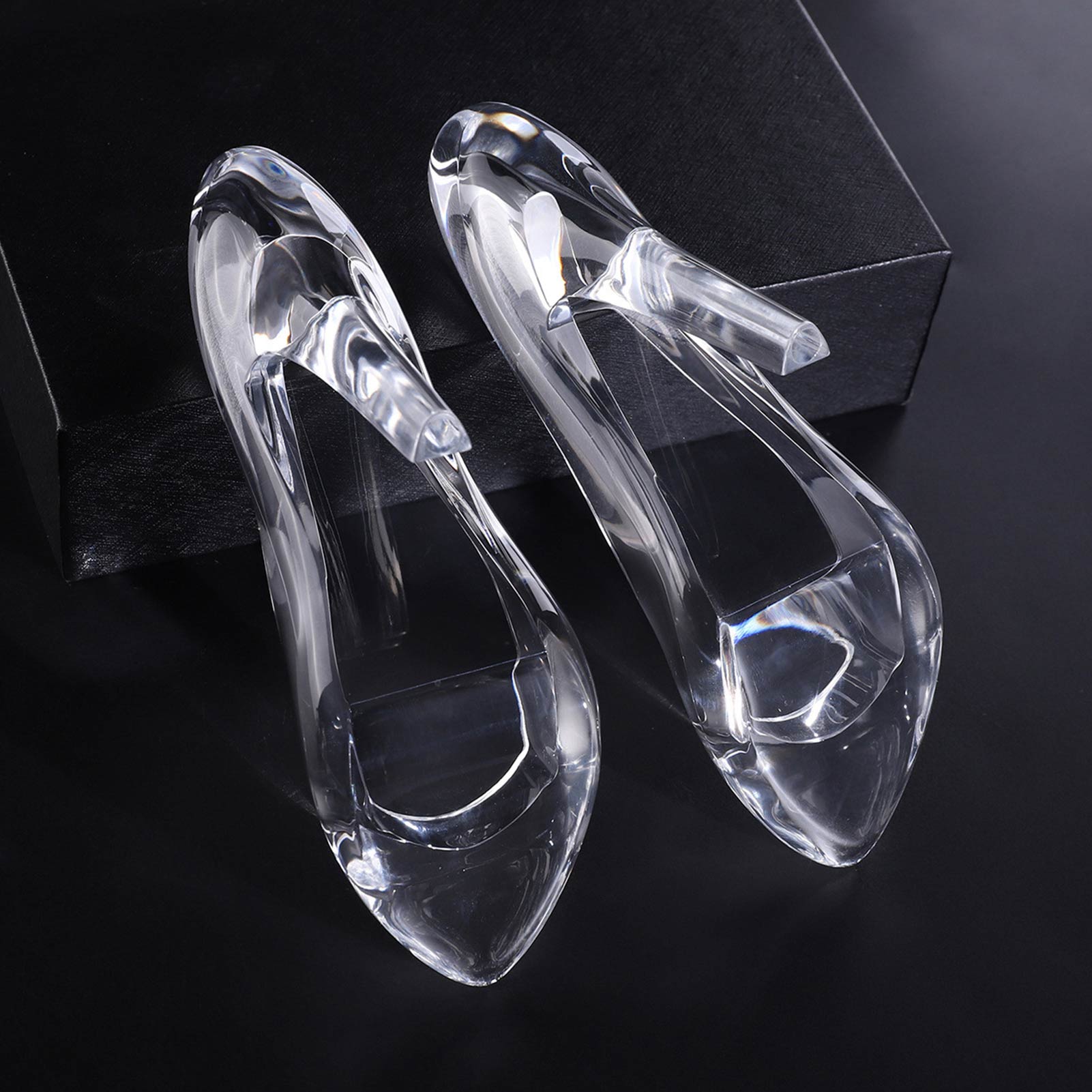 High-Heeled Shoe Figurine, Cinderella's Crystal Glass Slipper, Transparent Acrylic Wedding Decoration, Valentine's Day