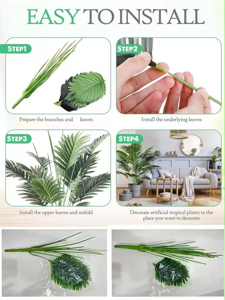 TropicLuxe 70120 Cm Artificial Palm Tree Lush Plastic TurtleLeaf Tropical Decor 3