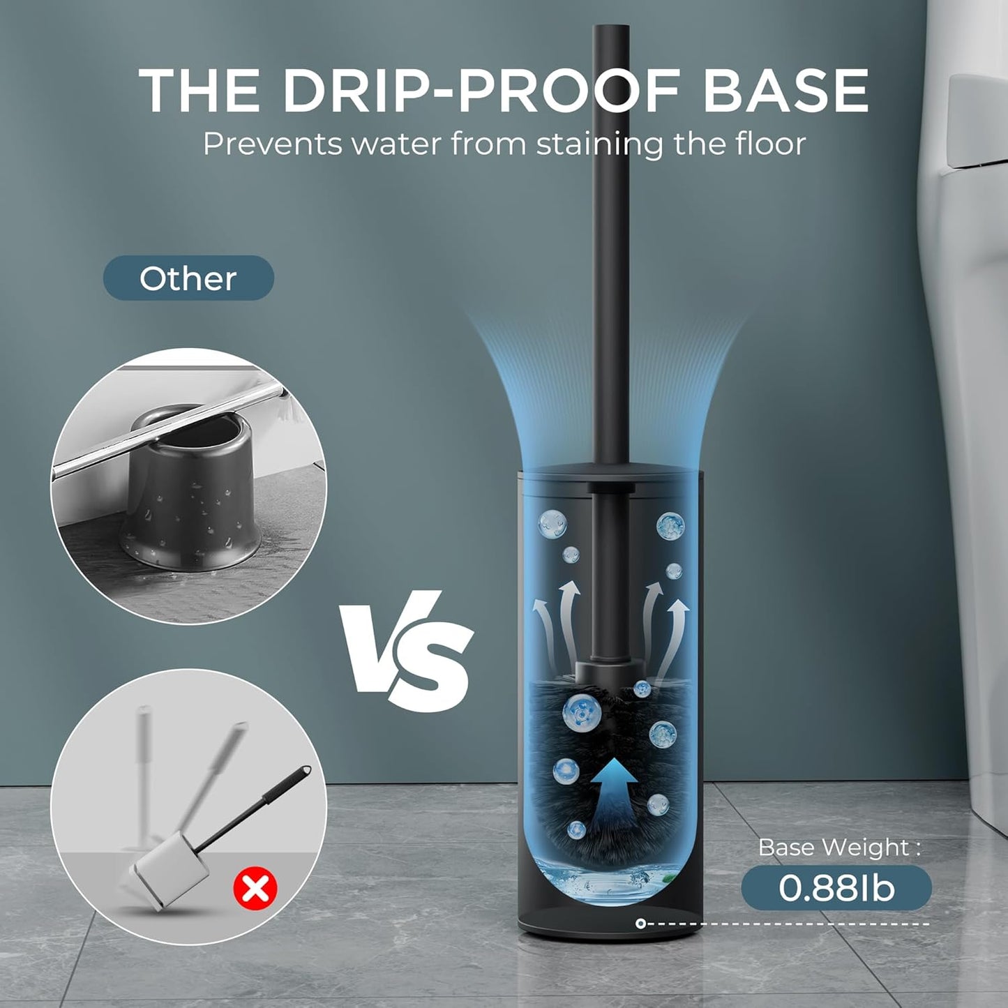 Vertical Matt Black Toilet Brush Holder Stainless Steel Cleaning Tool FloorStanding Toilet Brush Se 2