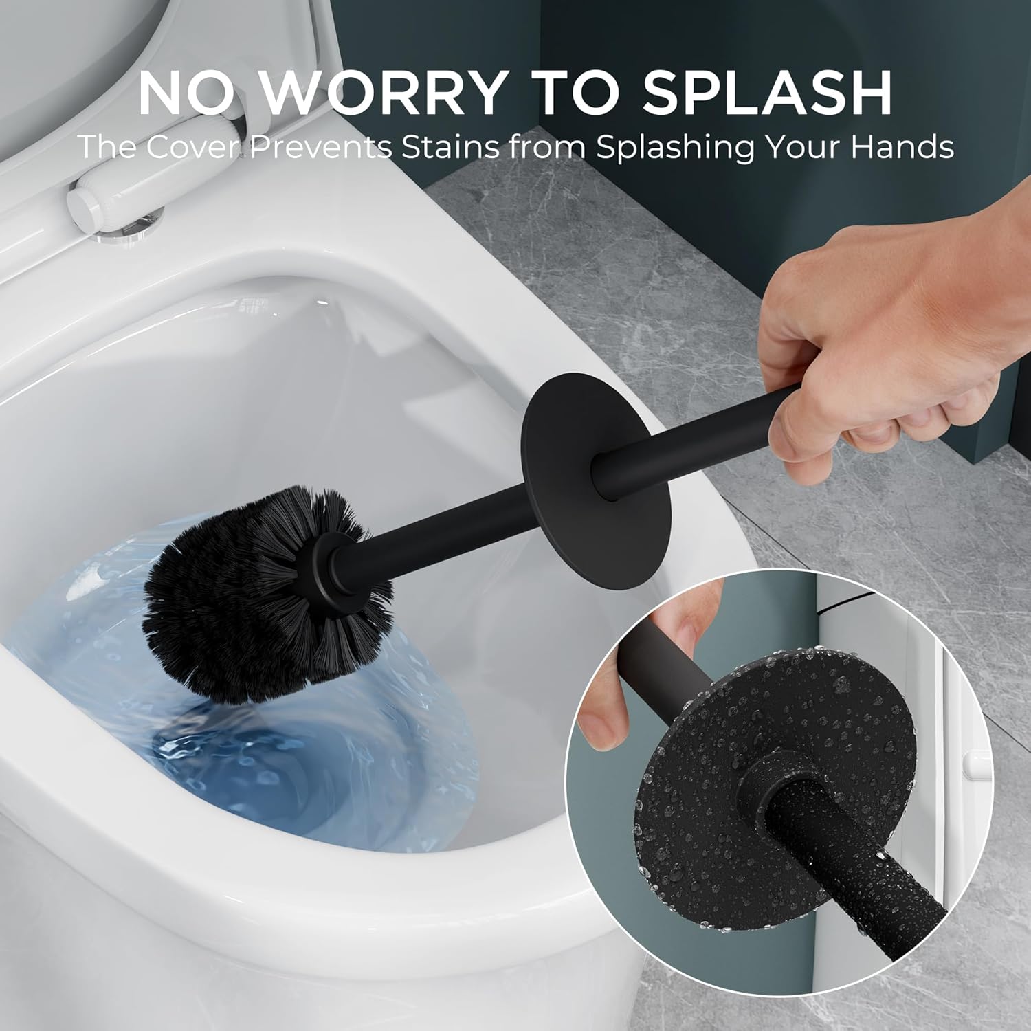 Vertical Matt Black Toilet Brush Holder Stainless Steel Cleaning Tool FloorStanding Toilet Brush Se 3