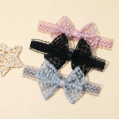 Newborn Turban Baby Lace Headband for Girls, Soft Elastic Nylon Princess Hair Bands, Toddler Headwear