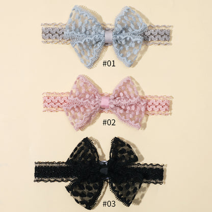 Newborn Turban Baby Lace Headband For Girls Soft Elastic Nylon Princess Hair Bands Toddler Headwear 4