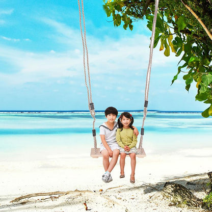 Pastoral Wooden Swing for Adults, Children, High-Quality Anti-Corrosion, Polished Four-Board Outdoor Indoor Wood Swing