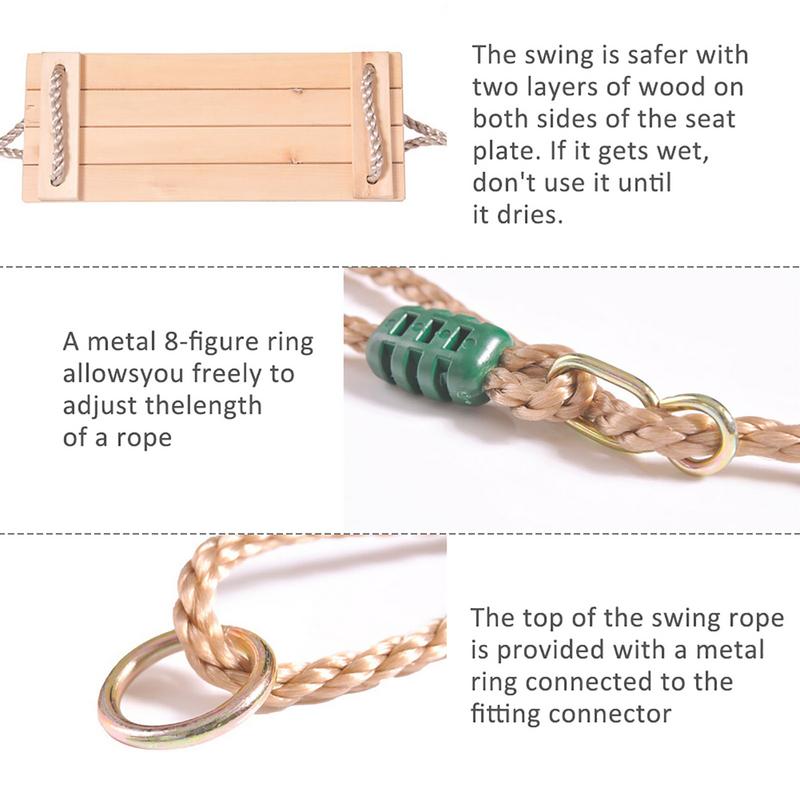 Pastoral Wooden Swing for Adults, Children, High-Quality Anti-Corrosion, Polished Four-Board Outdoor Indoor Wood Swing