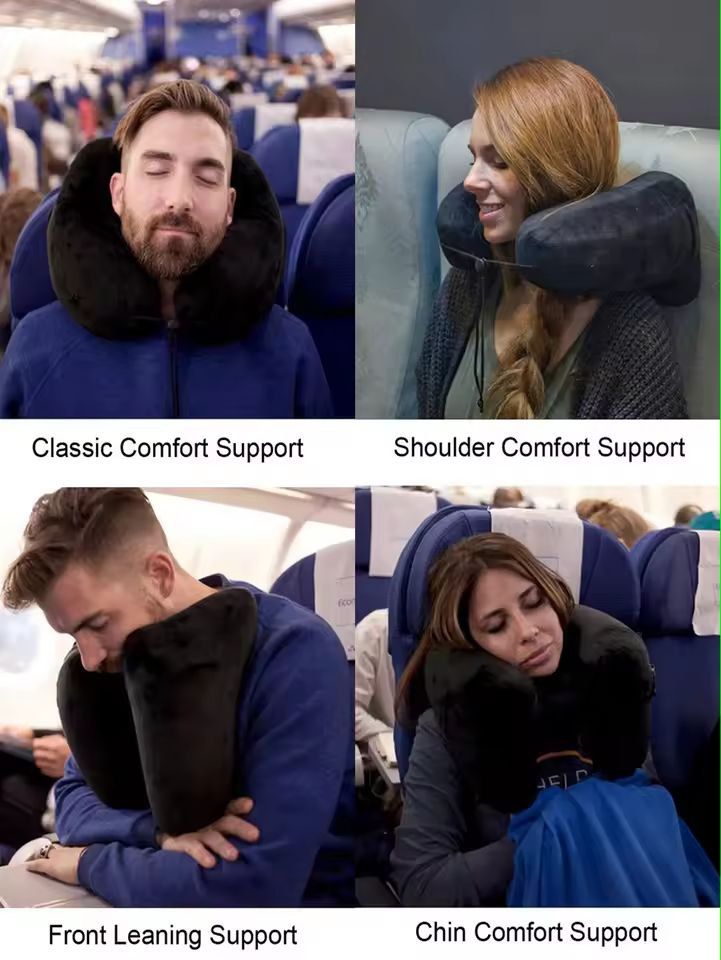 Ultimate Travel Hooded Inflatable UShape Neck Pillow 1