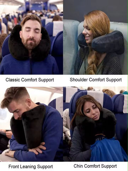 Ultimate Travel Hooded Inflatable UShape Neck Pillow 1