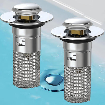 Universal Rebound Drain Plug Filter, Metal Basin Pop-up Sink Filter, Hair Catcher Bathroom Sink Drain Stopper