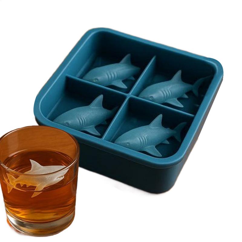 Shark Ice Mold for Whiskey, Creative Silicone Tray for Water, Easy Release Kitchen Ice Cream Mould