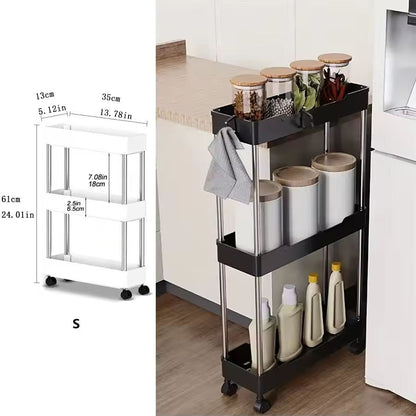 SlimSpace 34Tier Rolling Storage Cart Slim SlideOut Organizer Rack For Kitchen  Bathroom 10
