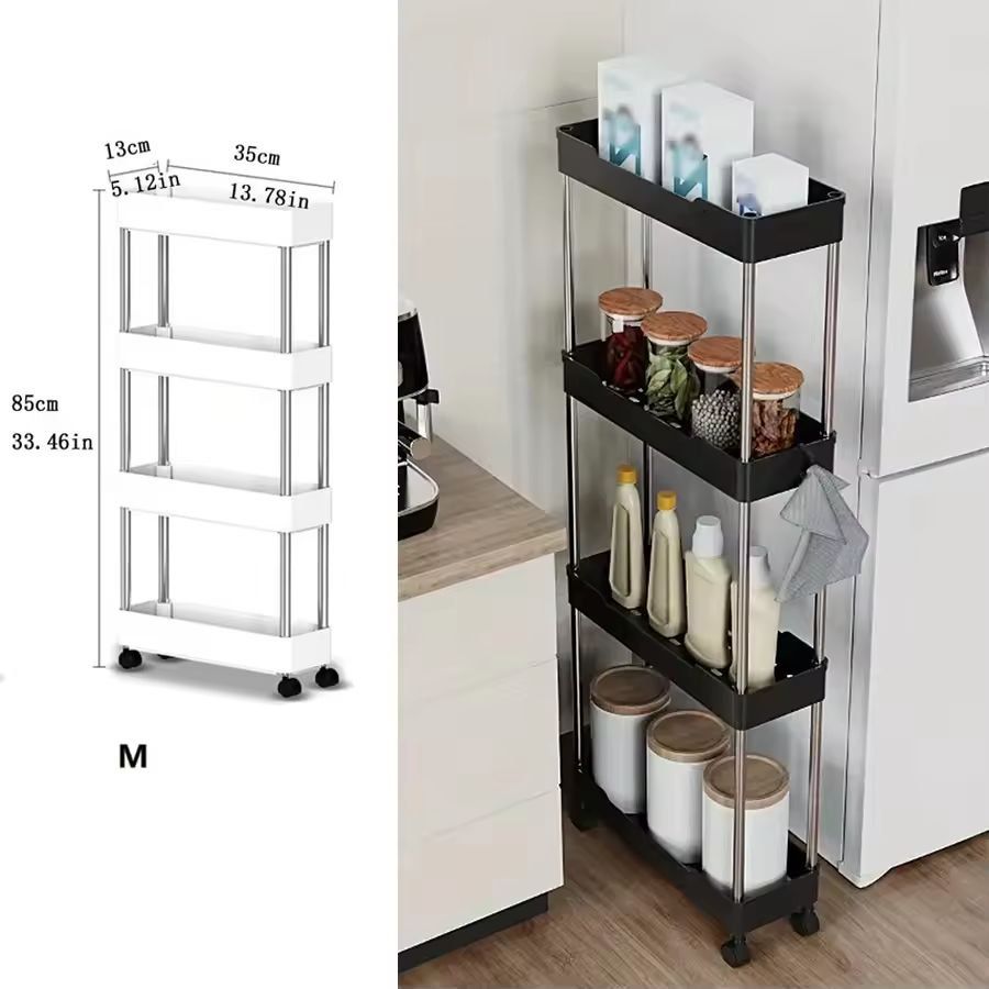 SlimSpace 34Tier Rolling Storage Cart Slim SlideOut Organizer Rack For Kitchen  Bathroom 11