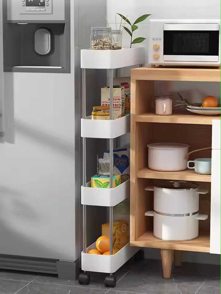 SlimSpace 34Tier Rolling Storage Cart Slim SlideOut Organizer Rack For Kitchen  Bathroom 2